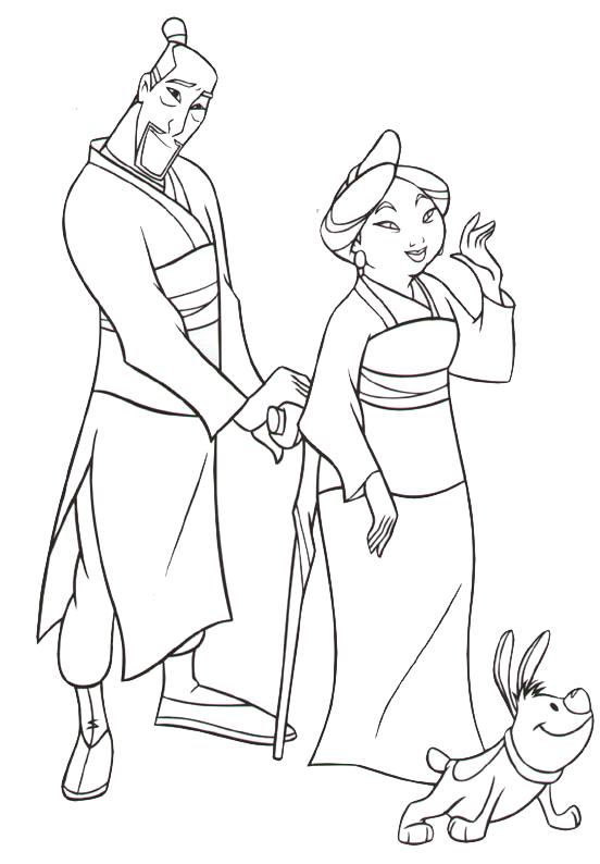 coloriage les parents de mulan